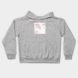 Trio palm leaves pink palepink on white tropical fall TeePublic Kids Hoodie